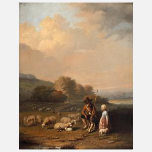Henri De Pratere, Schäfer in Herbstlandschaft