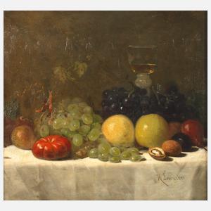 H. Leinweber, Früchtestillleben mit Weinglas