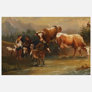 Romantische Landschaft mit Hirtenszene