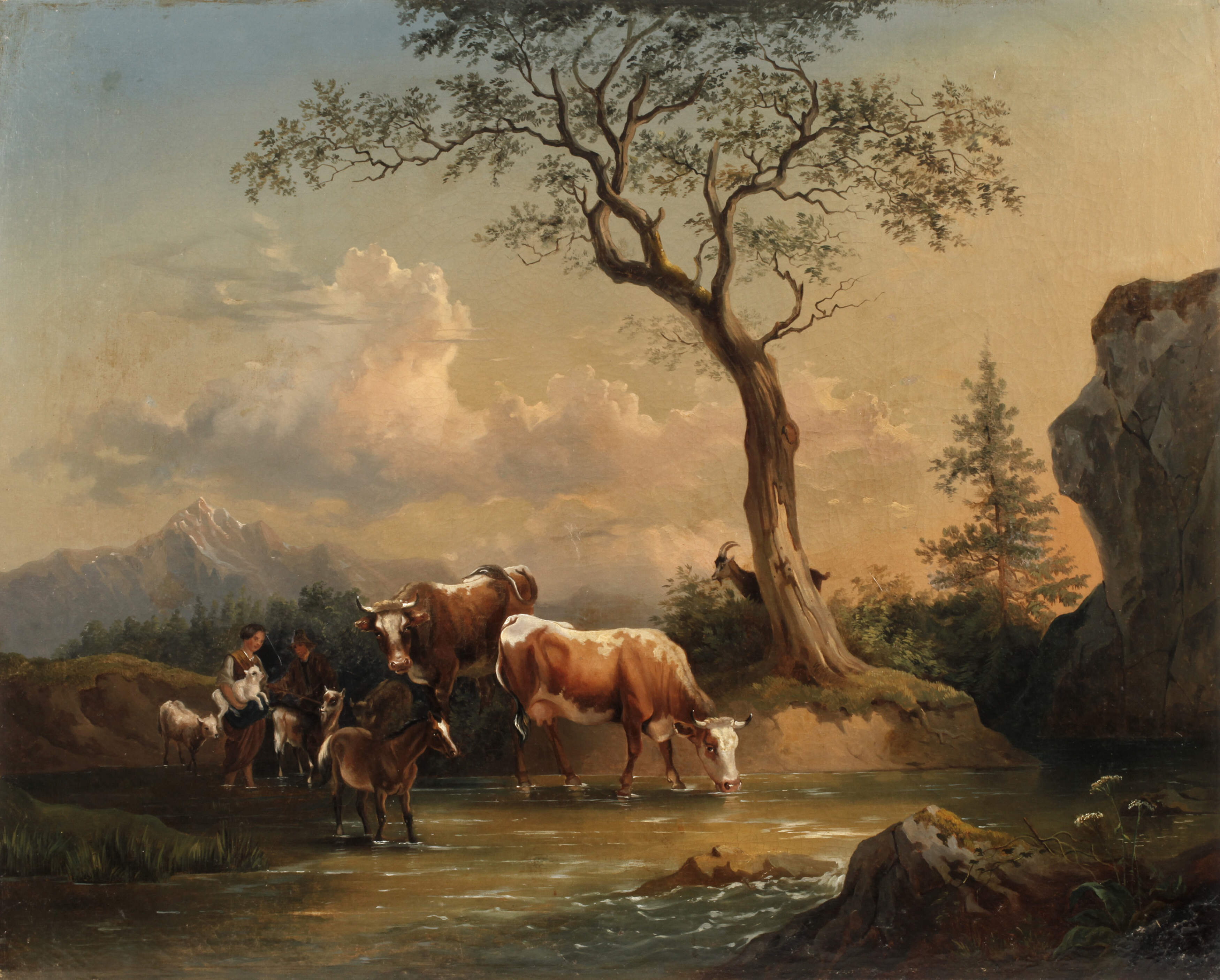 Romantische Landschaft mit Hirtenszene