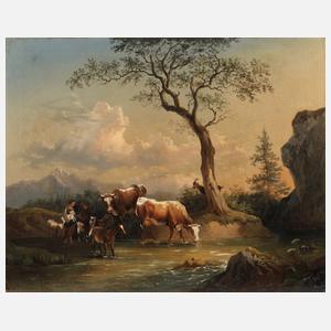 Romantische Landschaft mit Hirtenszene