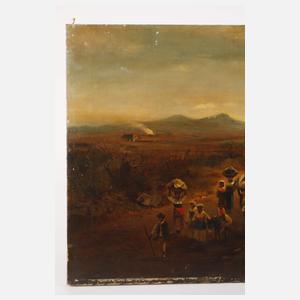 Champagnelandschaft mit Personen auf dem Weg