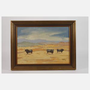 Manuel Blesa, Stiere in sonniger Landschaft