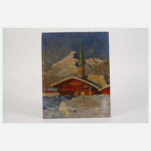 Carl Braml, Winterliches Dorf im Gebirge