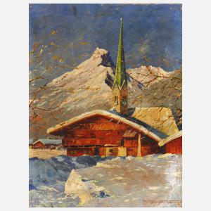 Carl Braml, Winterliches Dorf im Gebirge