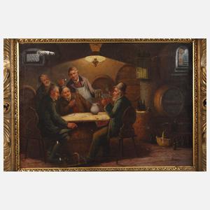 Constant Byon, attr., Kartenspieler im Weinkeller