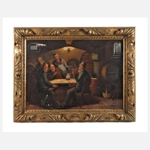 Constant Byon, attr., Kartenspieler im Weinkeller