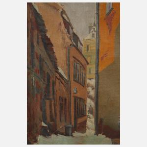 Jakob Dietz, attr., Winterliche Straße in Karlsbad