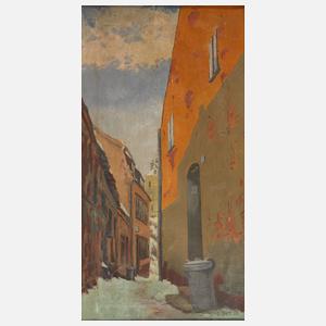 Jakob Dietz, attr., Winterliche Straße in Karlsbad