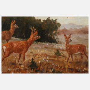 Franz Hienl-Merre, Rehe am Waldrand