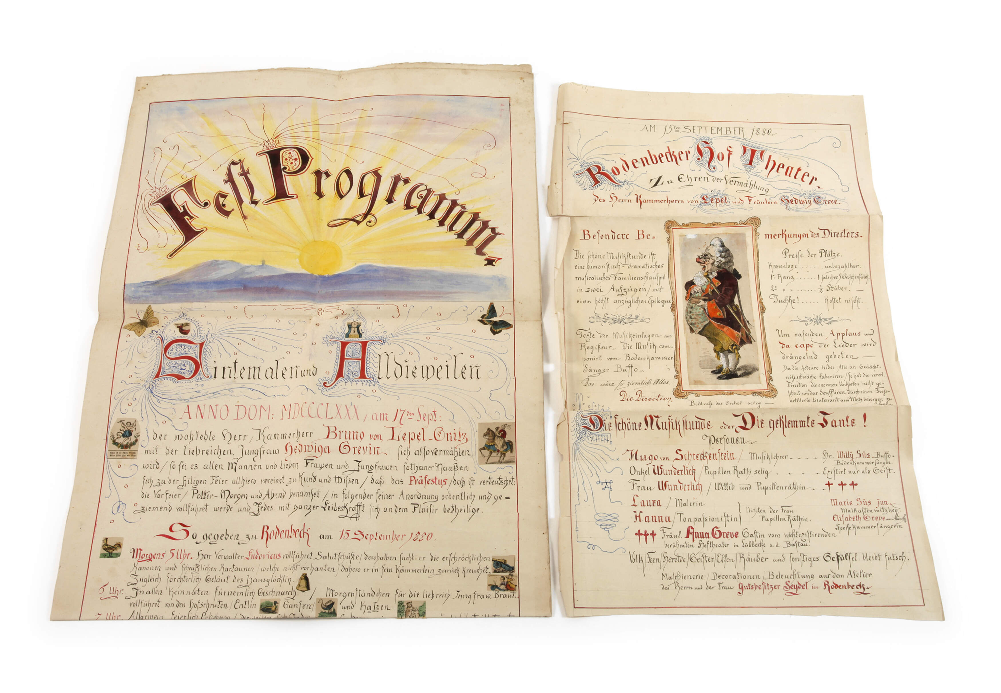 Festprogramme zur Hochzeit Greve/Lepel-Gnitz