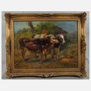 Gustav Prucha, Hirtin mit Kühen