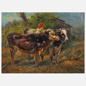 Gustav Prucha, Hirtin mit Kühen