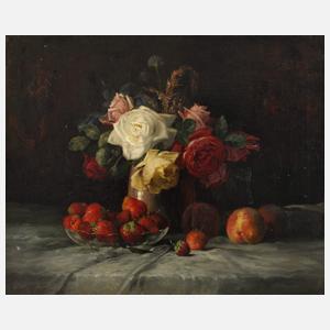 Heinz Rauh, Opulentes Blumenstillleben mit Obst