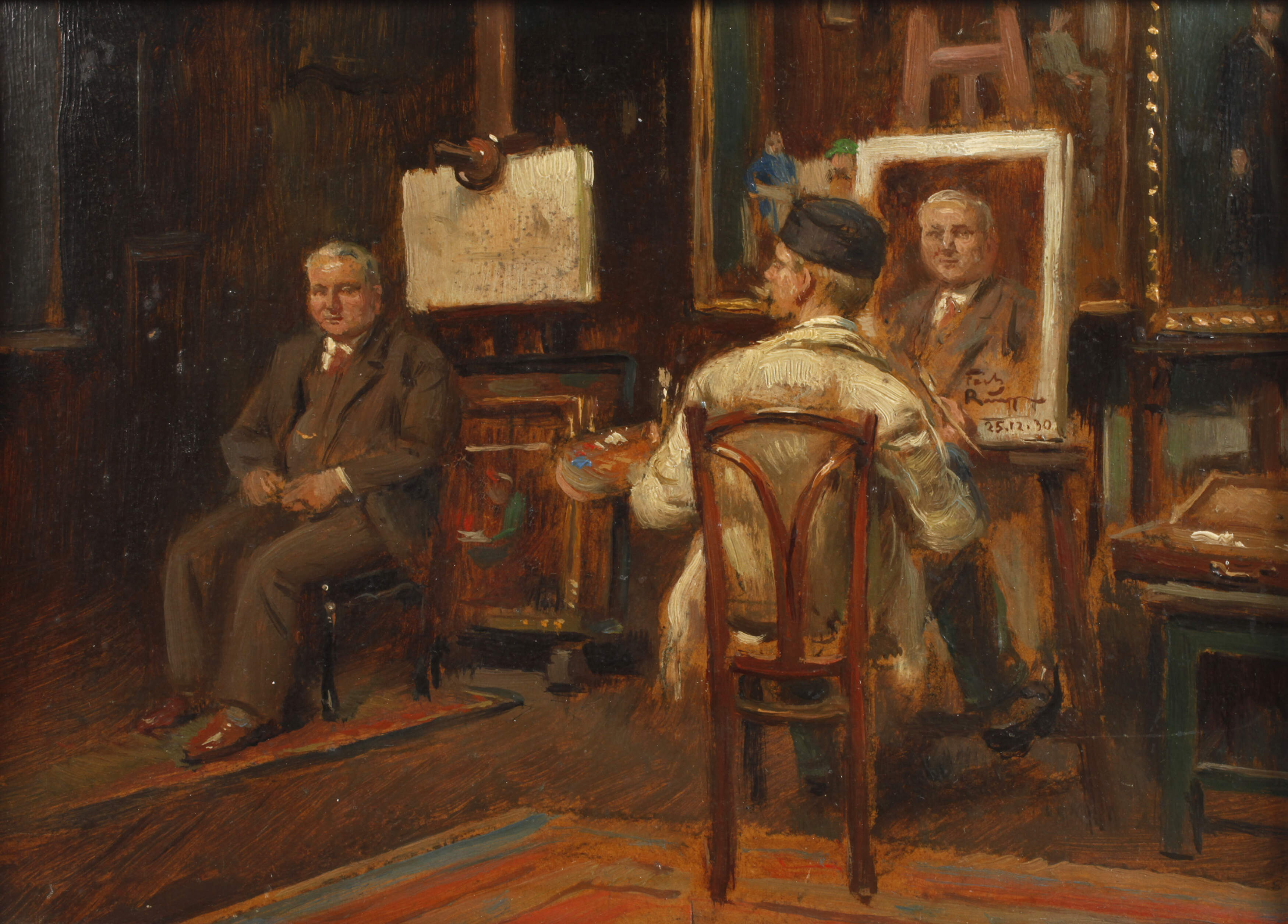 Friedrich Raupp, Der Maler beim Portraitieren im Atelier