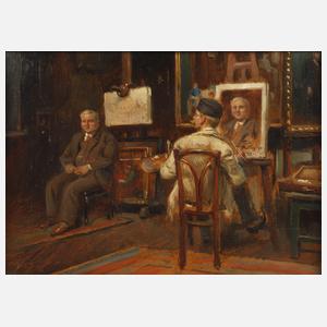 Friedrich Raupp, Der Maler beim Portraitieren im Atelier