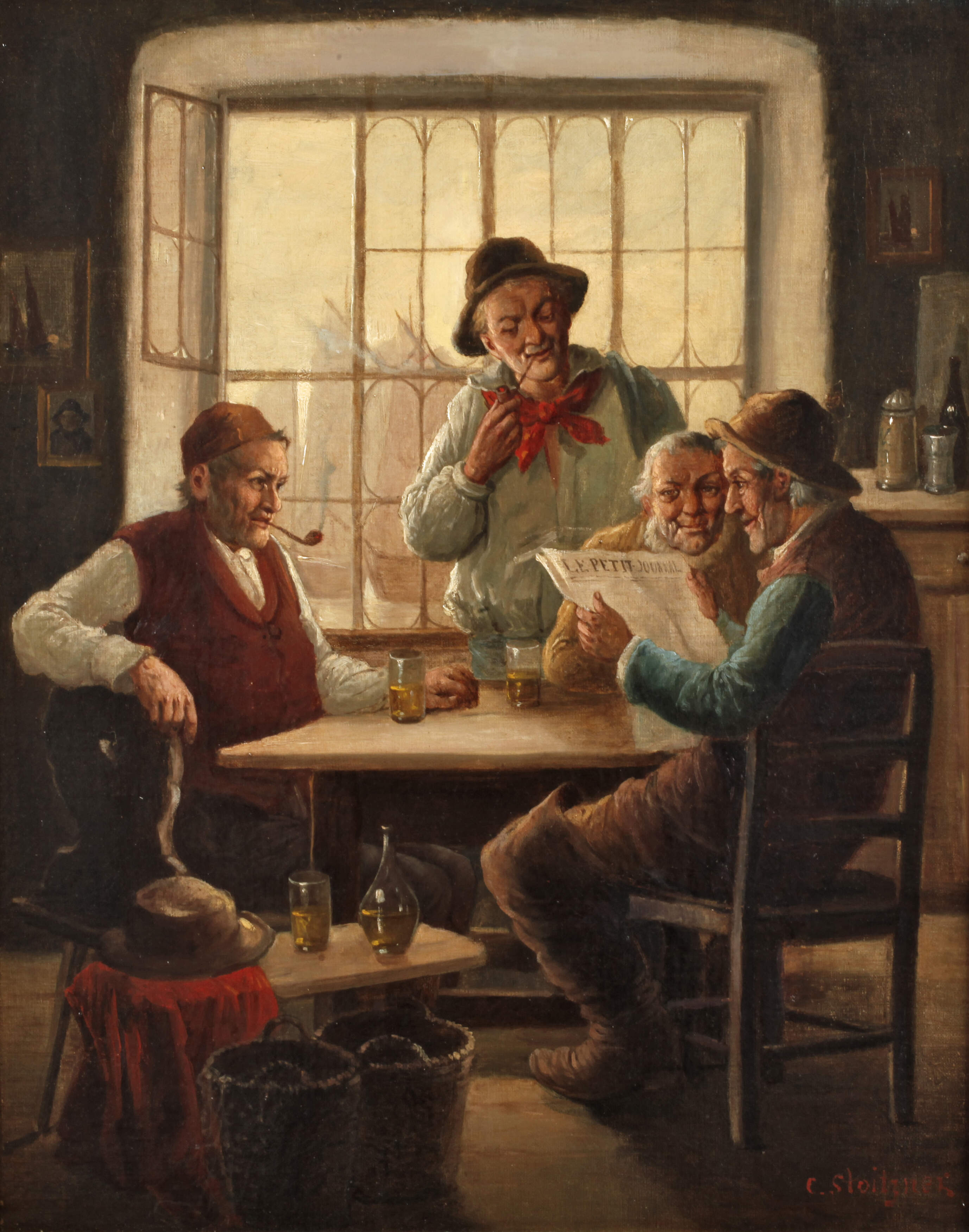 C. Stoitzner, Herrenrunde bei der Zeitungslektüre