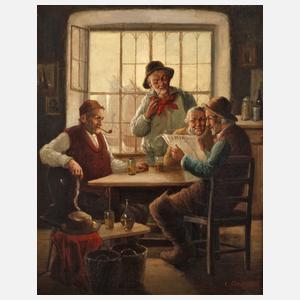 C. Stoitzner, Herrenrunde bei der Zeitungslektüre