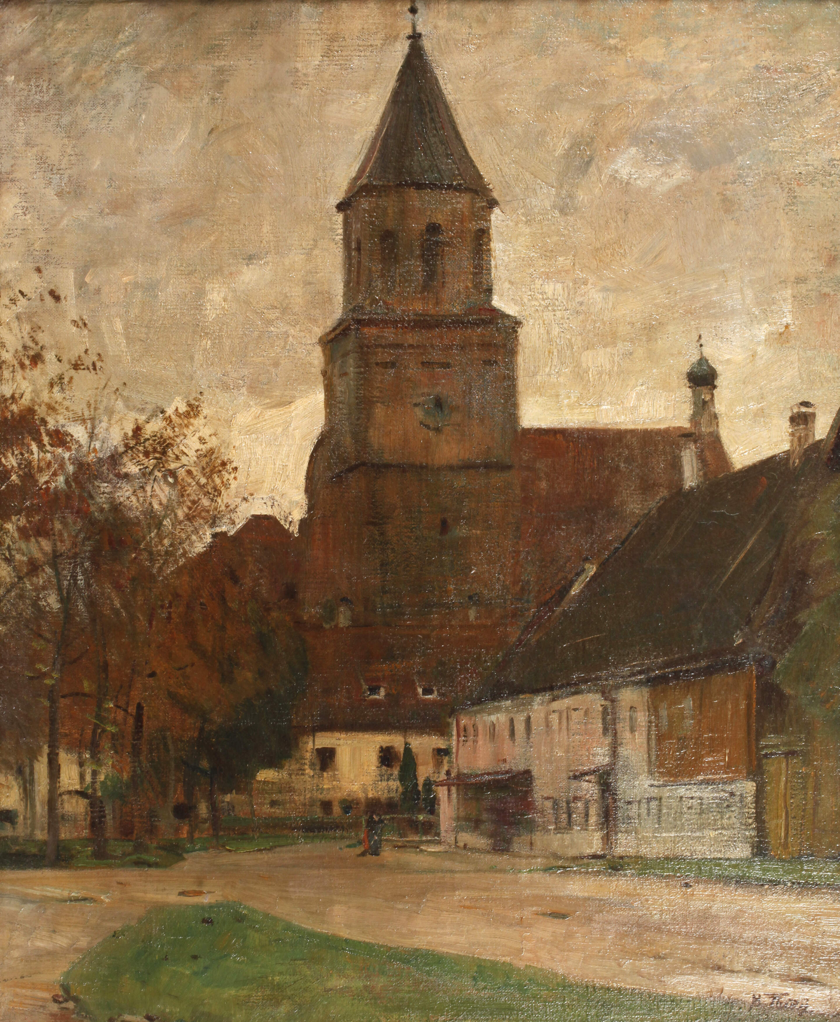 Max Thedy, "Dorfstraße mit Klosterkirche"