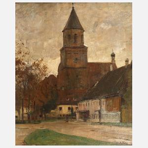Max Thedy, "Dorfstraße mit Klosterkirche"