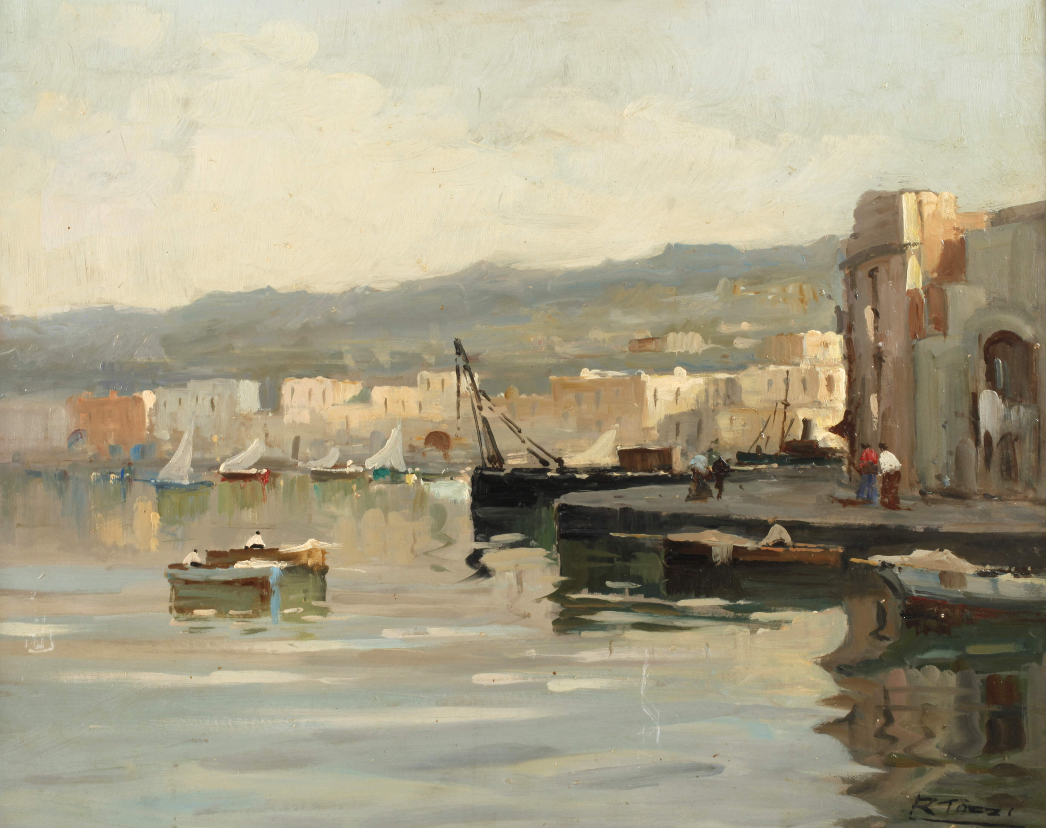 Raffaele Tozzi, attr., Südliche Stadt am Meer
