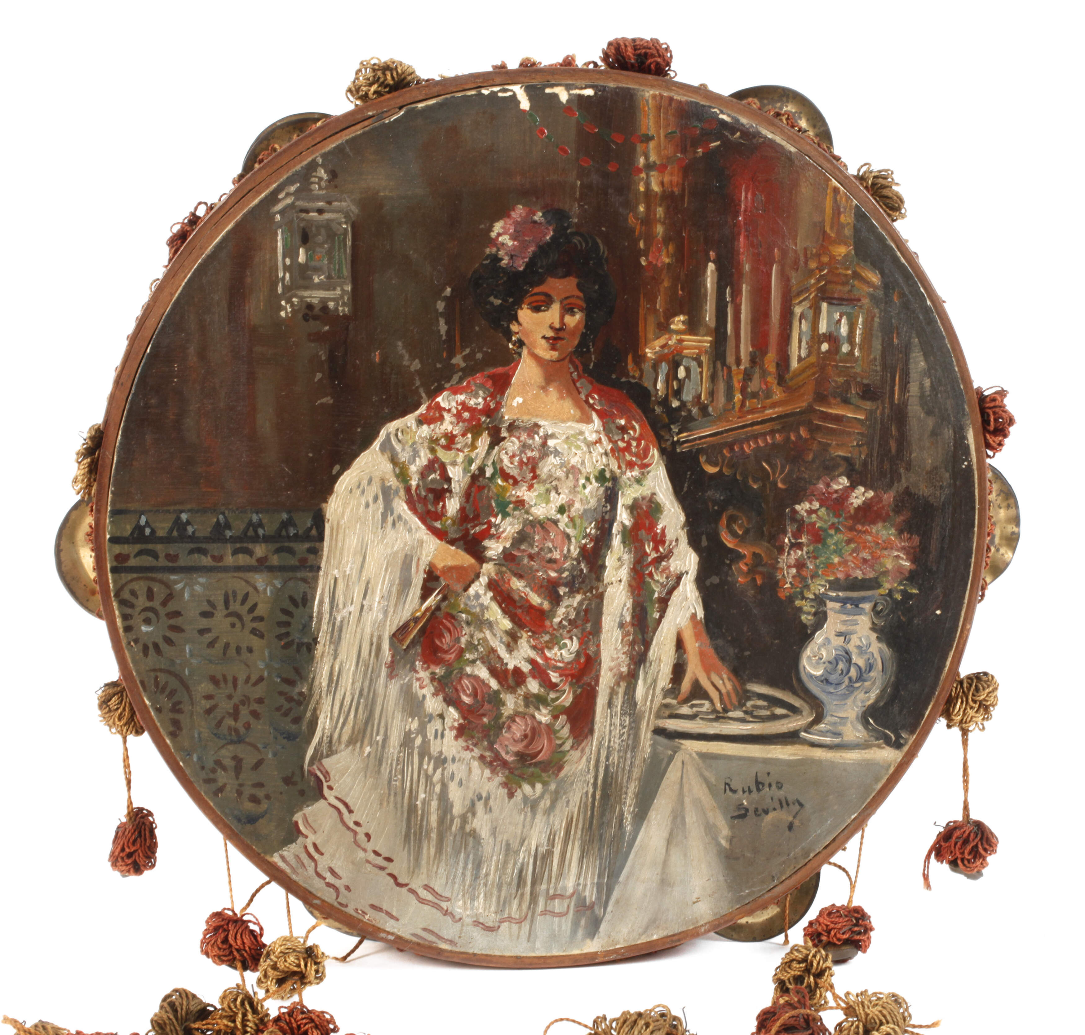 Rubio, Bemaltes Tamburin aus Sevilla