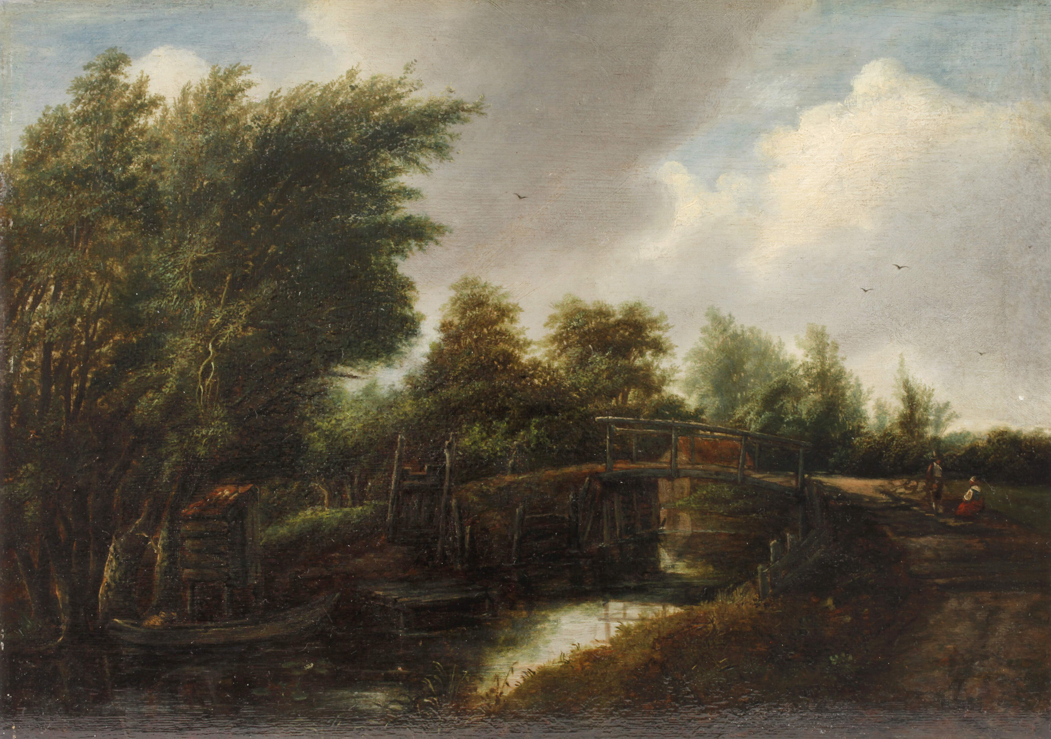 Landschaft mit Graben in der Art Hobbemas