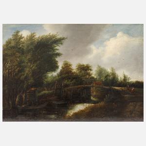 Landschaft mit Graben in der Art Hobbemas