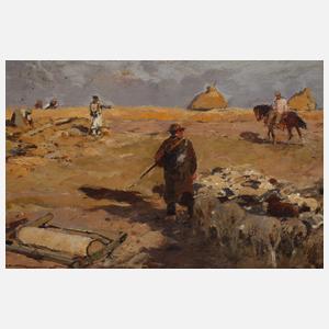 Hugo Mühlig, Schafherde und Heuwender