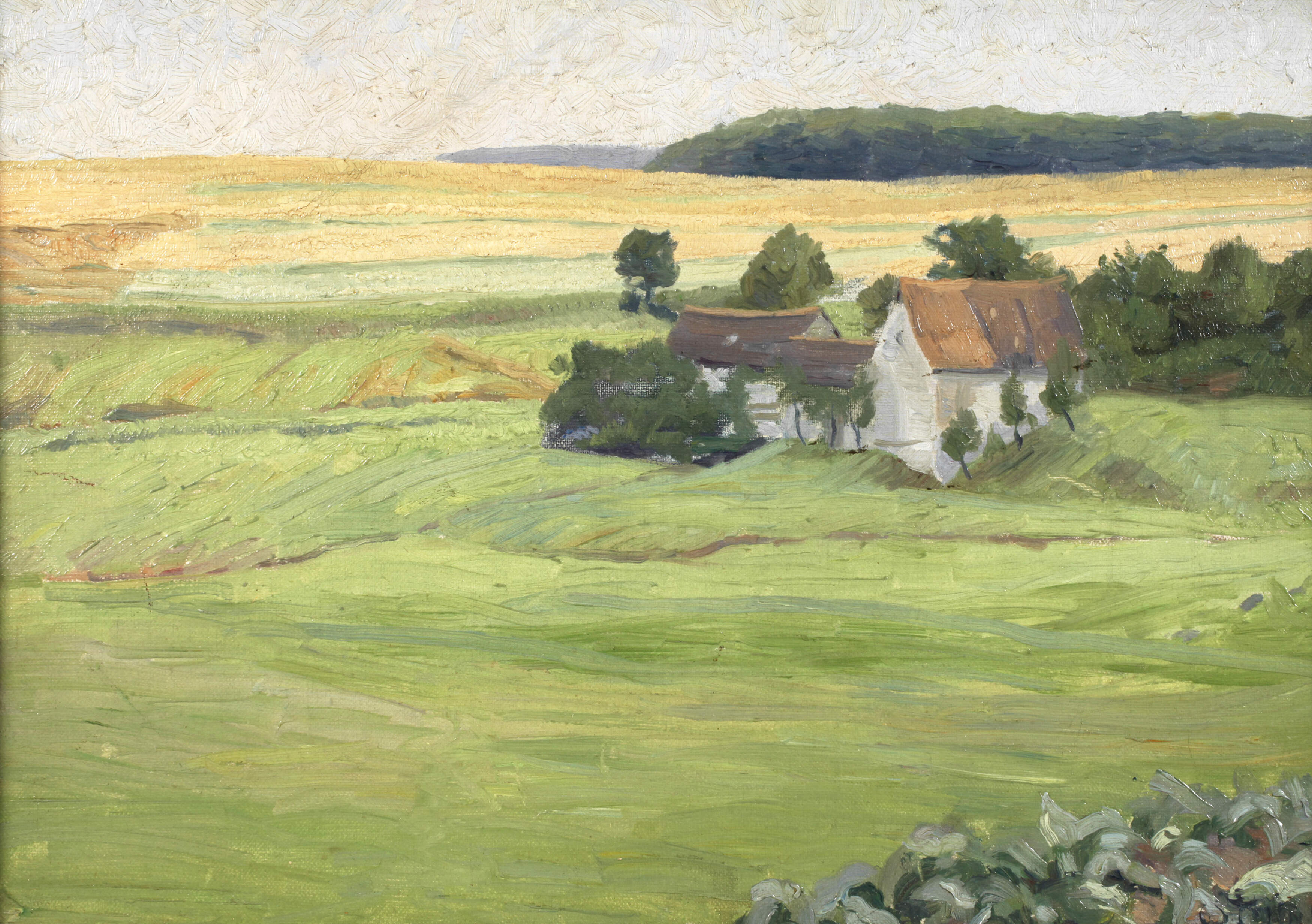 Willy Mulot, Bauerngehöft auf sommerlichem Feld