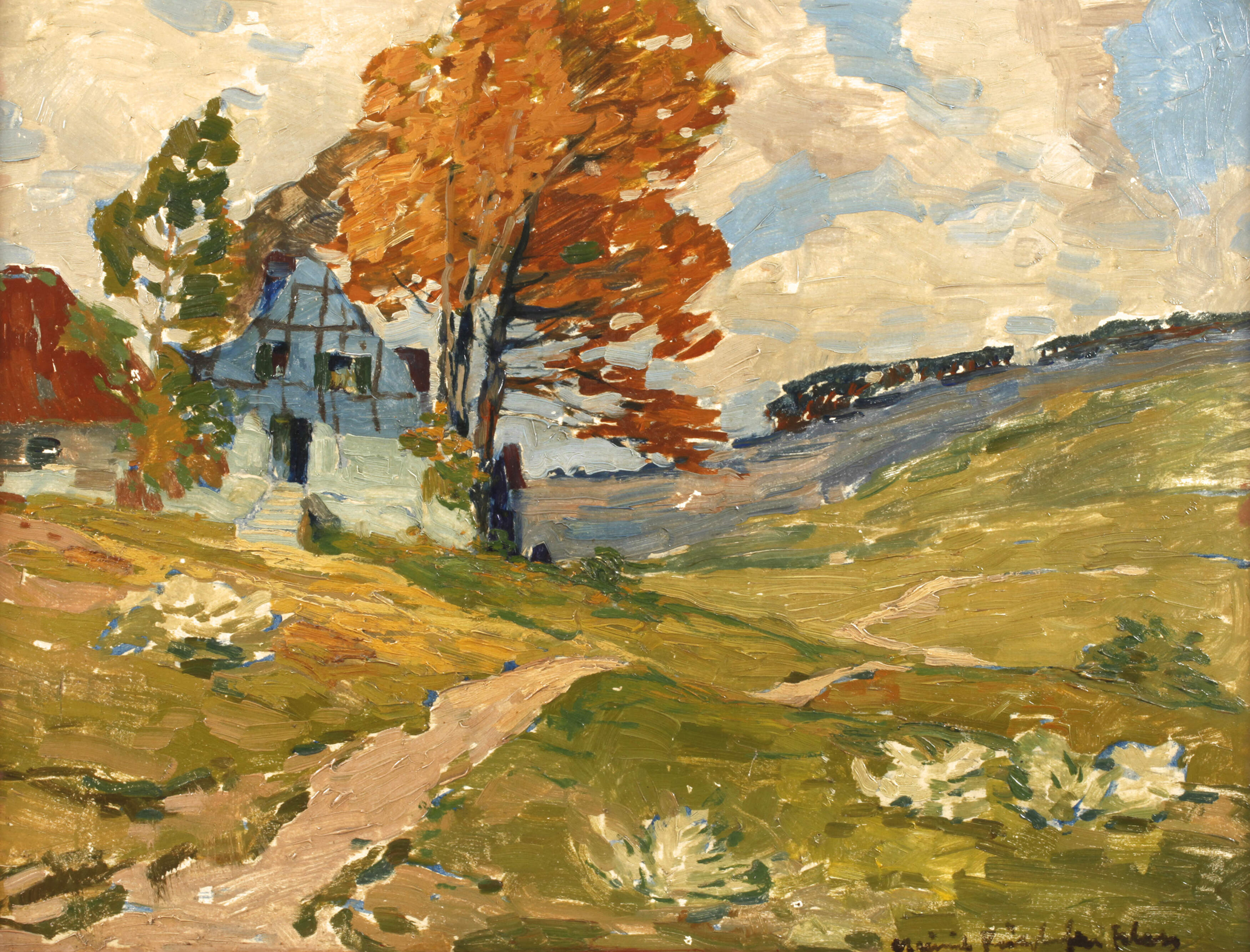 Impressionistische Landschaft mit Bauernhaus