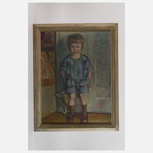 Hopp, Junge mit Teddybär