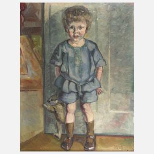 Hopp, Junge mit Teddybär