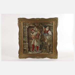 Paar Rahmen Biedermeier mit Stickerei