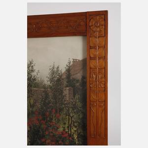 Schnitzrahmen Jugendstil mit Gartenszene