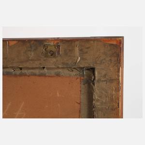 Schnitzrahmen Jugendstil mit Gartenszene