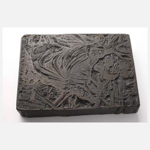 Druckstock von Holbeins „Der Tod und der Abt“