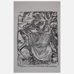 Druckstock von Holbeins „Der Tod und der Abt“