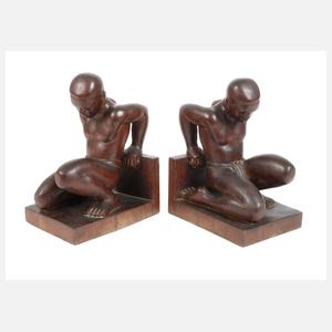 Paar figürliche Buchstützen