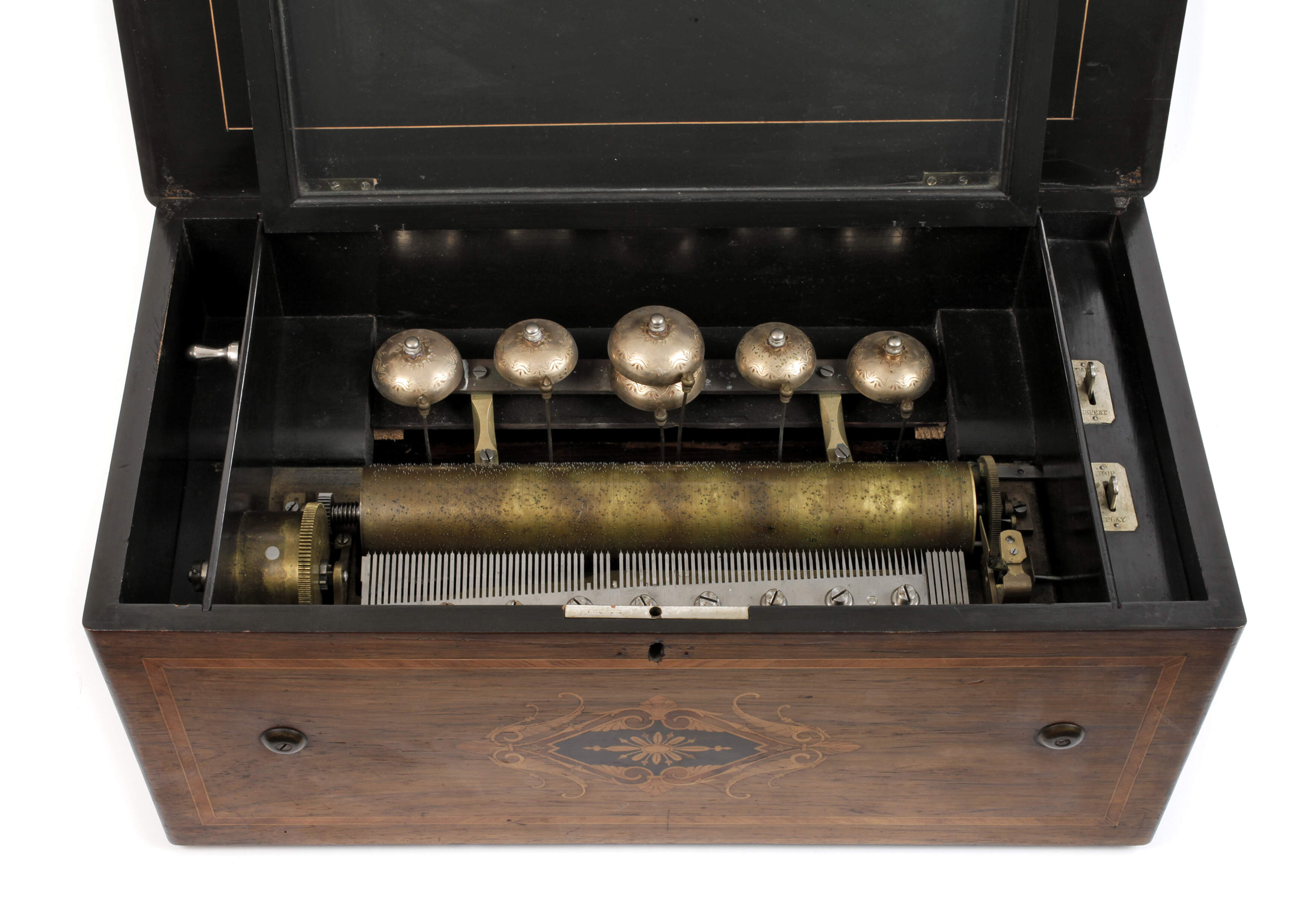 Walzenspieldose mit Glockenspiel