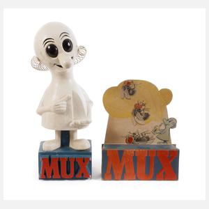 Zwei Werbeaufsteller "Mux"