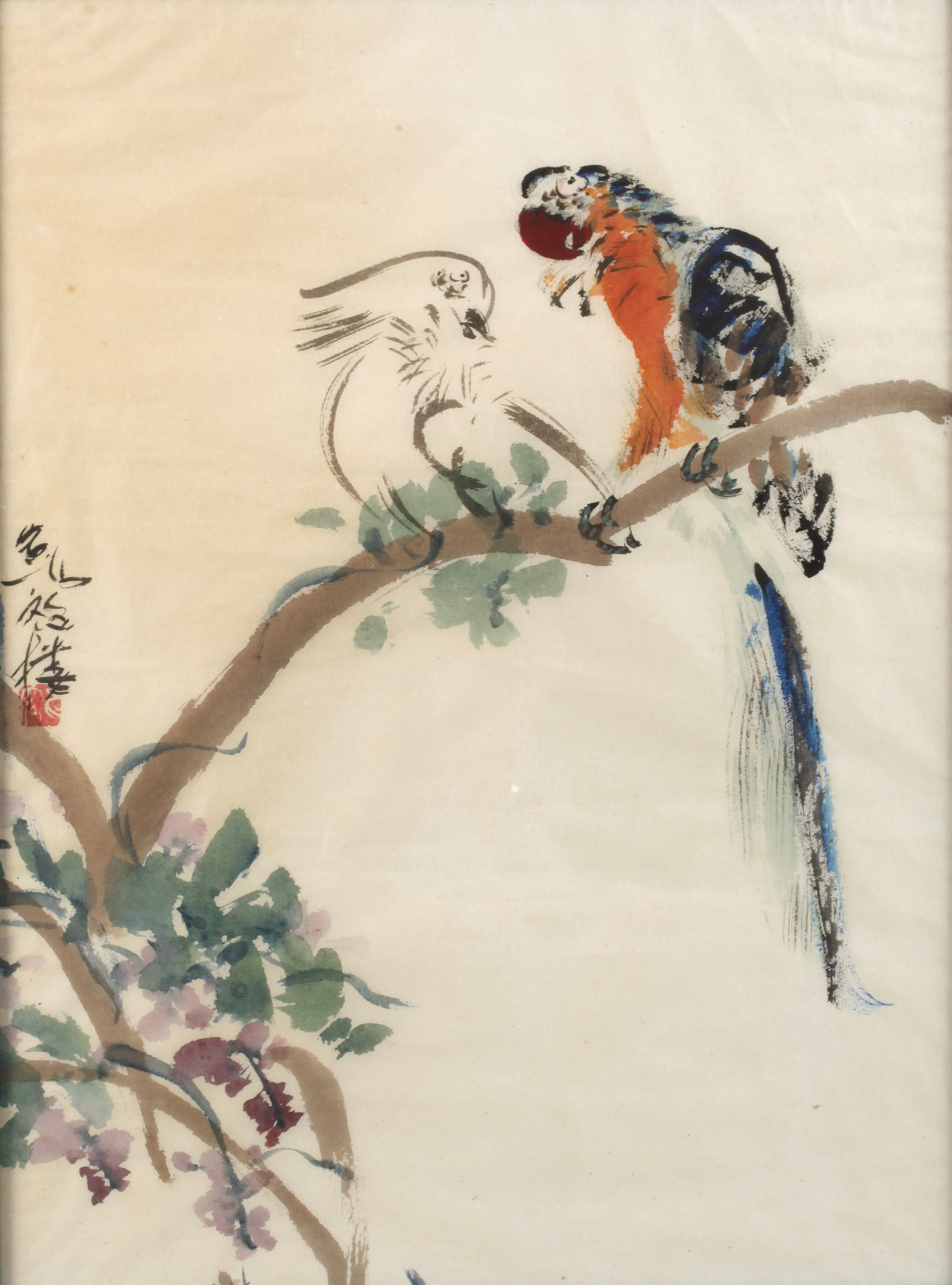 Blütenzweig mit Aras