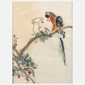 Blütenzweig mit Aras