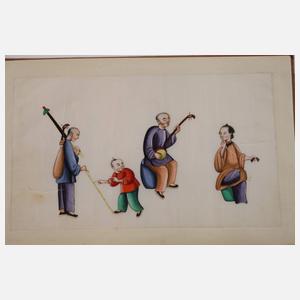 Konvolut Gouachen im Album