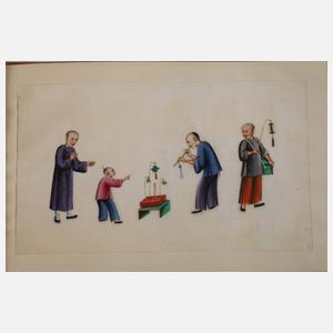 Konvolut Gouachen im Album