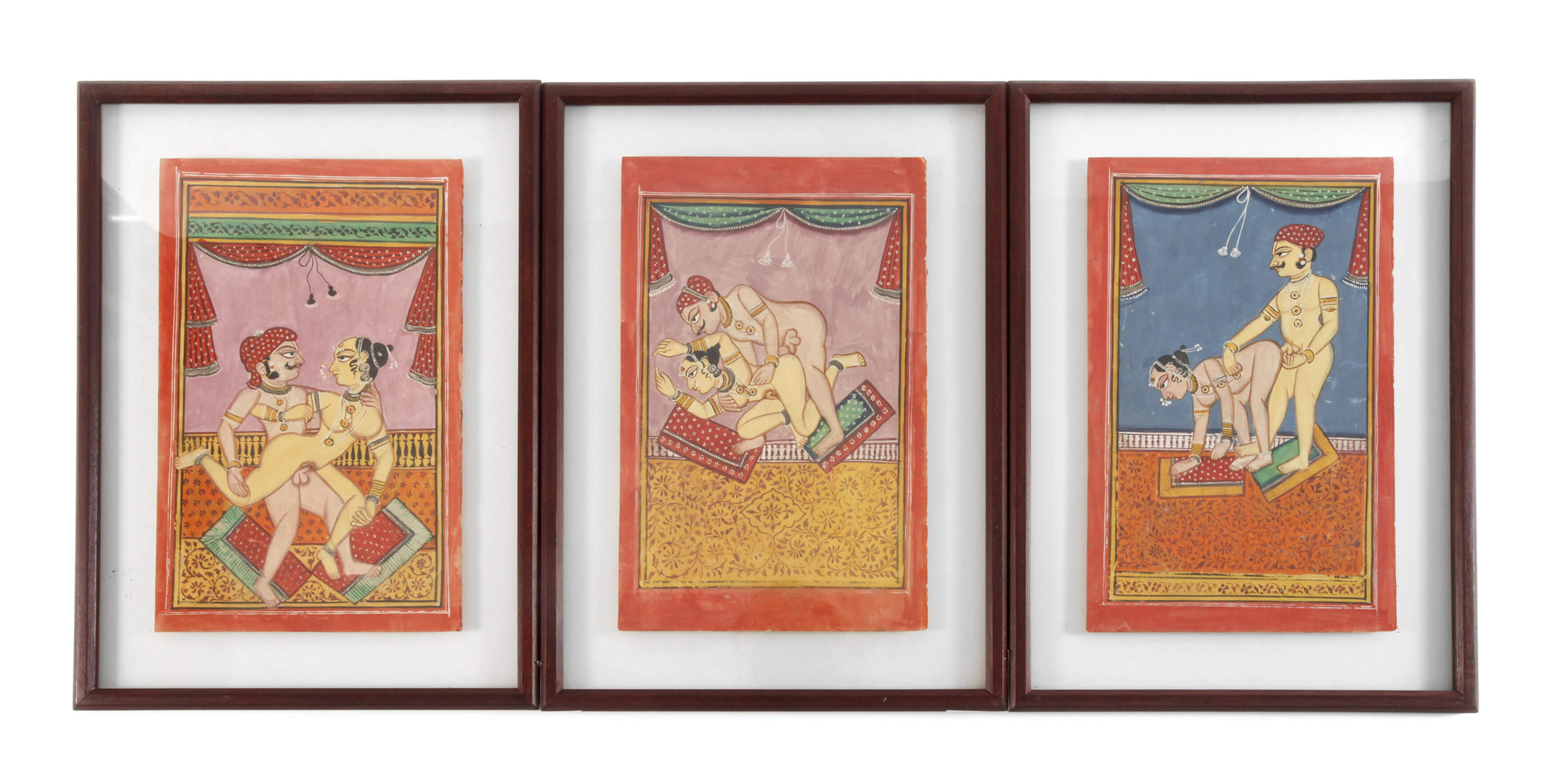 Drei Gouachen Erotika