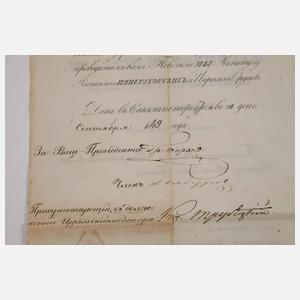 Verleihungsurkunde St.-Anna-Orden an von der Heydte