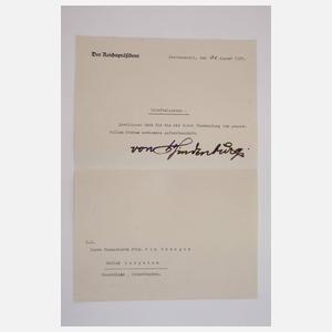Zwei Autographen Hindenburg
