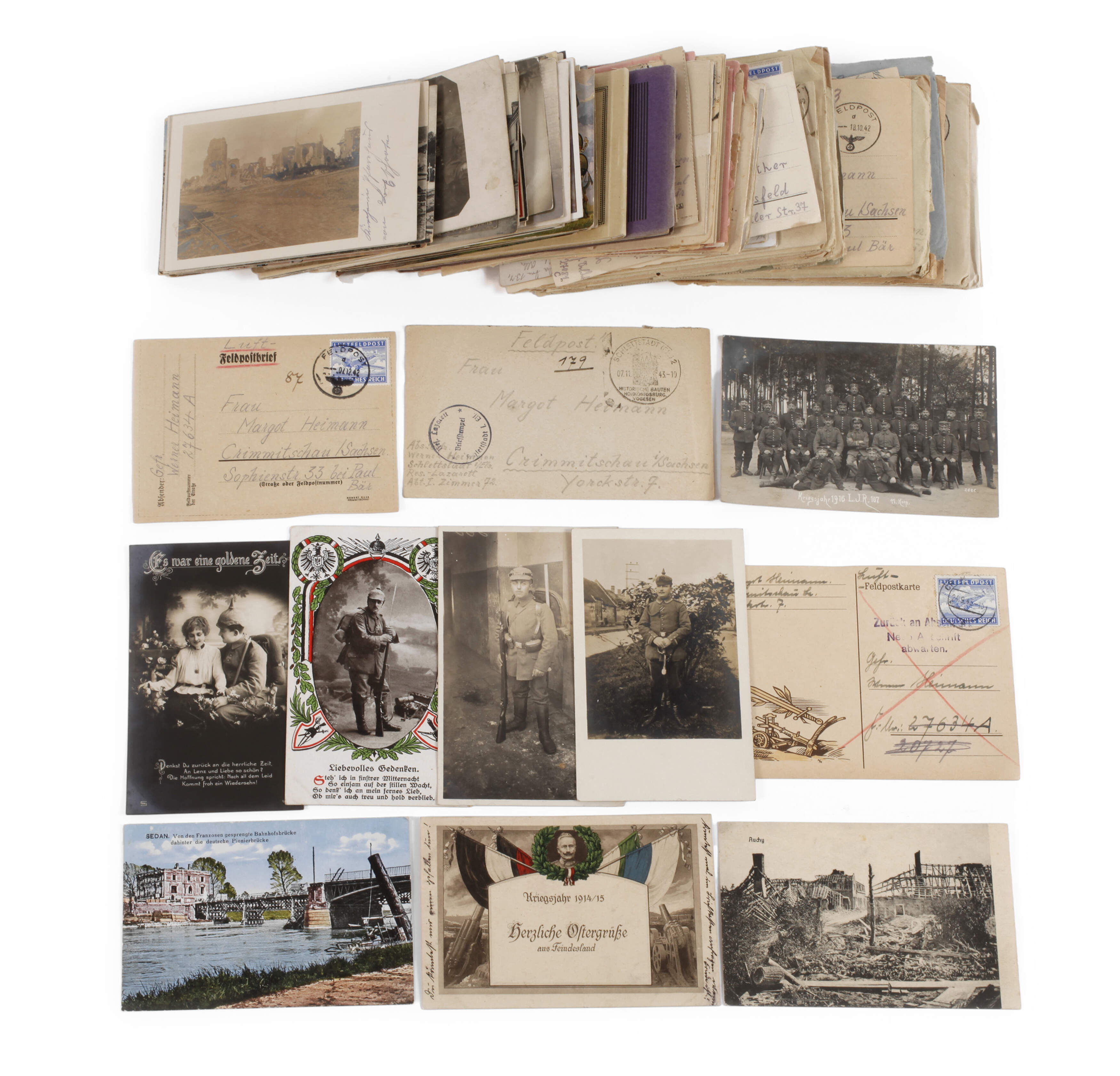 Konvolut Postkarten und Feldpost 1. und 2. Weltkrieg