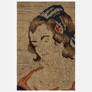 Gobelinstickerei Abgabe des Zehnten im Kloster